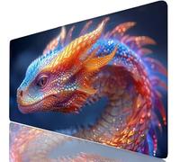 Mouse Pad 32 x 12 x 0.12 Inches Color Extended Mouse Mat Dragon Large Desk Pad, Non-Slip Office Accessories with Waterproof Surface, Stitched Edges Protector, Keyboard Mat for Work, Gift Idea H0-155