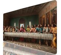 Mouse Pad 32 x 12 x 0.12 Inches The Last Supper Extended Mouse Mat Color Large Desk Pad, Non-Slip Office Accessories with Waterproof Surface, Stitched Edges Protector, Keyboard Mat for Work H0-680