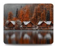 Mouse Pad 32 x 26 cm, Mouse Mat with Anti-slip Rubber Base, Small Mousepad Portable, Easy Gliding, Waterproof Durable Materials, Washable Lake Desk Mat for MacBook, PC, Laptop, Office, Cabin 0d-352