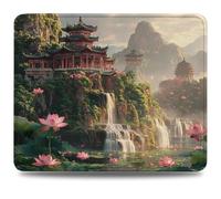 Mouse Pad 32 x 26 cm, Mouse Mat with Anti-slip Rubber Base, Small Mousepad Portable, Easy Gliding, Waterproof Durable Materials, Washable Lotus Desk Mat for MacBook, PC, Laptop, Architecture 0d-248