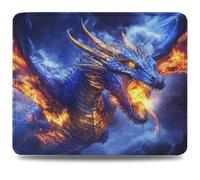 Mouse Pad 32 x 26 cm, Mouse Mat with Anti-slip Rubber Base, Small Mousepad Portable, Easy Gliding, Waterproof Durable Materials, Washable Blue Desk Mat for MacBook, PC, Laptop, Office, Dragon 0d-588