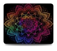 Mouse Pad 32 x 26 cm, Mouse Mat with Anti-slip Rubber Base, Small Mousepad Portable, Easy Gliding, Waterproof Durable Materials, Washable Mandala Desk Mat for MacBook, PC, Laptop, Office, Black 0d-672