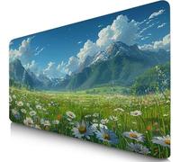 Mouse Pad 39.4x19.7x0.12inches Extended Large Mouse Mat Green Desk Accessories with Non-Slip Base and Stitched Edge, Desk Mat Grassland, Improved Precision and Speed Gaming Keyboard Mousepad F0-340