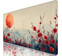 Mouse Pad 40 x 20 x 0.12 Inches Red Extended Mouse Mat Peach Blossoms Large Desk Pad, Non-Slip Office Accessories with Waterproof Surface, Stitched Edges Protector, Keyboard Mat for Work, Gift H0-365