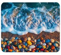 Mouse Pad 42 x 35 cm Beach Mouse Mat with Anti-slip Rubber Base y0-z158 | Stone-2 Mousepad Waterproof with Stitched Edges, Compatible with Laser and Optical, Desk Mat for Office and Home Laptop