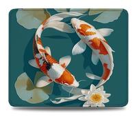 Mouse Pad 42 x 35 cm, Mouse Mat with Anti-slip Rubber Base, Small Mousepad Portable, Easy Gliding, Waterproof Durable Materials, Washable Blue Desk Mat for MacBook, PC, Laptop, Office, Koi 0d-853