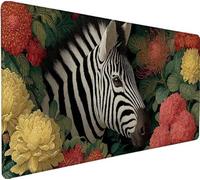 Mouse Pad 47.2x23.6x0.12 inch Large Mouse Mat Zebra Flower, Mousepad Large Size with Non-Slip Rubber Base, Stitched Edges Mousepad, Waterproof Smooth Surface Keyboard for Desk Accessories Gifts U-K073