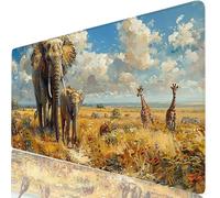 Mouse Pad 48 x 24 x 0.12 Inches Elephant Extended Mouse Mat Giraffe Large Desk Pad, Non-Slip Office Accessories with Waterproof Surface, Stitched Edges Protector, Keyboard Mat for Work, Gift H0-728