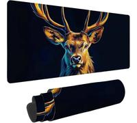 Mouse Pad 60 x 40 cm Large Mouse Mat with Stitched Edges, Black 0-z294 | Elk-2 Gaming Mousepad - Waterproof Surface, Washable Desk Mat with Non-Slip Rubber Base - Fimproved Precision and Speed