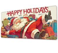 Mouse Pad 600x300x3 mm Large XXL Extended Gaming Desk Pad, Stitched Edges Mouse Mat, Smooth Surfaces Waterproof Non-Slip Rubber Base Desk Mat, Comfort - Durable,Office Accessories Santa Claus zj-385