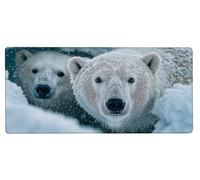 Mouse Pad 600x300x3mm Large Mouse Mat Polar Bears Snow, Mousepad Large Size with Non-Slip Rubber Base, Stitched Edges Mousepad, Waterproof Smooth Surface Keyboard Mat forOffice Accessories 7-TI89