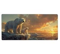 Mouse Pad 600x300x3mm Large Mouse Mat Polar Bears Sunset, Mousepad Large Size with Non-Slip Rubber Base, Stitched Edges Mousepad, Waterproof Smooth Surface Keyboard Mat for Office Accessories H-9A95
