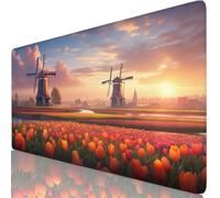 Mouse Pad 60x40cm Extended Large Mouse Mat Tulip Desk Accessories with Non-Slip Mousepad Manor, Soft Smooth Surface, Stitched Edges Desk Pad for Gaming, PC, Laptop, Office Accessories, Gifts Y8-773