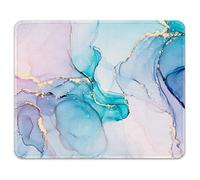 Mouse Pad, 7.9X9.4 Inch Marble Art Theme Computer Mouse Pad For Desk, Premium-Textured Non-Slip Rubber Stitched Edges Waterproof Square Mouse Mat For Gaming Work Wireless Mice, Blue