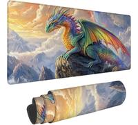 Mouse Pad 70 x 40 cm Large Mouse Mat with Stitched Edges, Dragon 0-z511 | Landscape-4 Gaming Mousepad - Waterproof Surface, Washable Desk Mat with Non-Slip Rubber Base - Fimproved Precision and Speed