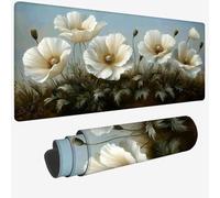 Mouse Pad 700x400x3mm,Extended Large Mouse Mat White Non-Slip & Waterproof Desk Mat,Flowers Gaming Mousepad,Plant Mousepad Large with Smooth Surface,Mousemat for Office & Home,Gifts for Men W-1323