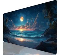Mouse Pad 70x30cm Extended Large Mouse Mat Blue Desk Accessories with Non-Slip Mousepad Moon, Soft Smooth Surface, Stitched Edges Desk Pad for Gaming, PC, Laptop, Office Accessories, Gifts Y8-623