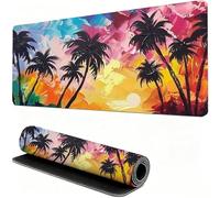 Mouse Pad 70x30cm Extended Large Mouse Mat Red Waterproof Surface Protector, Stitched Edges Non-Slip, Gaming Mousepad Coconut Trees Home Office Decor, Laptop Keyboard Accessories, Gift for Women W6-58