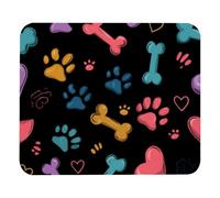 Mouse Pad 8.3’’ x 9.8’’, Square Anti-Slip Rubber Base Mouse Mat for Wireless Mouse, Portable Mousepad for Office Laptop, Colorful Seamless Paw Hearts and Bones