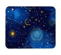 Mouse Pad 8.3’’ x 9.8’’, Square Anti-Slip Rubber Base Mouse Mat for Wireless Mouse, Portable Mousepad for Office Laptop, Space Zodiac Signs on Blue Sky Background