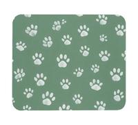 Mouse Pad 8.3’’ x 9.8’’, Square Anti-Slip Rubber Base Mouse Mat for Wireless Mouse, Portable Mousepad for Office Laptop, Cute White Paw Print Pattern on Sage Green
