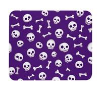 Mouse Pad 8.3’’ x 9.8’’, Square Anti-Slip Rubber Base Mouse Mat for Wireless Mouse, Portable Mousepad for Office Laptop, Small Cute White Skulls and Bones Purple Background