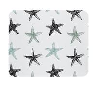 Mouse Pad 8.3’’ x 9.8’’, Square Anti-Slip Rubber Base Mouse Mat for Wireless Mouse, Portable Mousepad for Office Laptop, Black and Sage Green Starfish on White Background