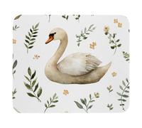 Mouse Pad 8.3’’ x 9.8’’, Square Anti-Slip Rubber Base Mouse Mat for Wireless Mouse, Portable Mousepad for Office Laptop, Watercolor Bird Swan with Leaves