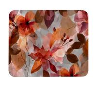 Mouse Pad 8.3’’ x 9.8’’, Square Anti-Slip Rubber Base Mouse Mat for Wireless Mouse, Portable Mousepad for Office Laptop, Watercolor Red Orange and Brown Abstract Wild Flower