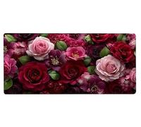 Mouse Pad 800x300x3mm Large Mouse Mat Flower Plant, Mousepad Large Size with Non-Slip Rubber Base, Stitched Edges Mousepad, Waterproof Smooth Surface Keyboard Mat for Home Office Accessories K-D365