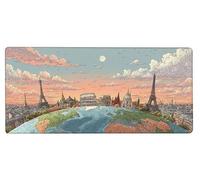 Mouse Pad 800x300x3mm Large Mouse Mat Paris Rome, Mousepad Large Size with Non-Slip Rubber Base, Stitched Edges Mousepad, Waterproof Smooth Surface Keyboard Mat for Home Office Accessories C-TZ59