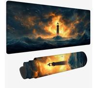 Mouse Pad 800x400x3mm,Extended Large Mouse Mat Blue Non-Slip & Waterproof Desk Mat,Lighthouse Gaming Mousepad,Plant Mousepad Large with Smooth Surface,Mousemat for Office & Home,Gifts for Men W-1305