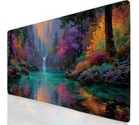 Mouse Pad 80x30cm Extended Large Mouse Mat Lake Office Accessories with Stitched Edges Mousepad Fall Mousemat Soft Smooth Surface, Stitched Edges Desk Pad for Keyboard, for Office Room Decor YG-944
