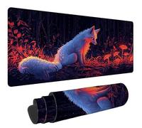Mouse Pad 80x40cm White Fox Mousepad with Stitched Edges Mousemat, e-10