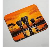 Mouse Pad 9.06 x 7.09 inch x3mm, Gaming Mouse Pad with Non-Slip Rubber Base, Stitched Edge, Waterproof, Mousepad for Computers, Laptop, PC, Mouspad Easy Gliding, Portable, elephant Africa 0O-219