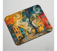 Mouse Pad 9.45 x 7.87 inch x3mm, Gaming Mouse Pad with Non-Slip Rubber Base, Stitched Edge, Waterproof, Mousepad for Computers, Laptop, PC, Mouspad Easy Gliding, Portable, abstract small town 0O-196