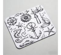 Mouse Pad 9.45 x 7.87 inch x3mm, Gaming Mouse Pad with Non-Slip Rubber Base, Stitched Edge, Waterproof, Mousepad for Computers, Laptop, PC, Mouspad Easy Gliding, Portable, Black white Boat 0O-346
