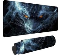 Mouse Pad 90 x 30 cm Large Mouse Mat with Stitched Edges, Black 0-z265 | Wolf-2 Gaming Mousepad - Waterproof Surface, Washable Desk Mat with Non-Slip Rubber Base - Fimproved Precision and Speed