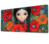 Mouse Pad 900x1800x3 mm Large XXL Extended Gaming Desk Pad, Stitched Edges Mouse Mat, Smooth Surfaces Waterproof Non-Slip Rubber Base Desk Mat, Comfort, for Office Accessories Girl Flowers zj-151