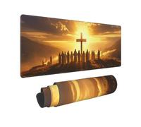 Mouse Pad (900x400x3 mm) Extended Large Mouse Mat, Stitched Edges Mousepad, Non-Slip Rubber Base, Waterproof Soft Cloth, XXL Gaming Mouse Pad Desk Pad, Computer Accessories (Sunset Cross) N-296
