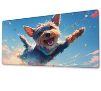 Mouse Pad 900x400x3 mm Large XXL Extended Gaming Desk Pad, Stitched Edges Mouse Mat, Smooth Surfaces Waterproof Non-Slip Rubber Base Desk Mat, Comfort-Durable, for Office Accessories Gifts Dog zj-667