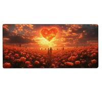 Mouse Pad 900x400x3mm Large Mouse Mat Flower Love, Mousepad Large Size with Non-Slip Rubber Base, Stitched Edges Mousepad, Waterproof Smooth Surface Keyboard Mat for Home Office Accessories V-9C71
