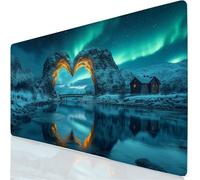 Mouse Pad 90x30cm Extended Large Mouse Mat Aurora Office Accessories with Stitched Edges Mousepad Heart Mousemat Soft Smooth Surface, Stitched Edges Desk Pad for Keyboard, for Office Room Decor YG-746