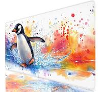 Mouse Pad 90x40cm Extended Large Mouse Mat Black Waterproof Surface Protector, Stitched Edges Non-Slip, Gaming Mousepad Penguin Home Office Decor, Laptop Keyboard Accessories, Gift for Women W6-532