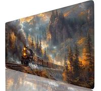 Mouse Pad 90x40cm Extended Large Mouse Mat Grey Waterproof Surface Protector, Stitched Edges Non-Slip, Gaming Mousepad Train Home Office Decor, Laptop Keyboard Accessories, PC, Gift for Women W6-424