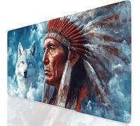 Mouse Pad 90x40cm Extended Large Mouse Mat Man Office Accessories with Stitched Edges Mousepad Wolf Mousemat Soft Smooth Surface, Stitched Edges Desk Pad for Keyboard, for Office Room Decor YG-170
