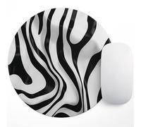 Mouse Pad, Abstract Art Design, Washable Round Mouse Pads for Office Laptops, Non-Slip Rubber Base for Computer Desk Wireless Mouse (Black and White Texture, Round)