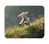 Mouse Pad Adorable Lamb Playfully Jumping On A Sunlit Green Hill 25X30Cm Soft Mouse Pads Rubber Base Mousepads For Work Home