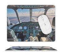 Mouse Pad Airplane Cockpit Mouse Mat Washable Non-slip Mouses Mats for Man Woman Laptop Gaming Desk Pad Desktop Protector Mat for Office Home Work