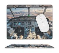 Mouse Pad Airplane Cockpit Mouse Mat Washable Non-slip Mouses Mats for Man Woman Laptop Gaming Desk Pad Desktop Protector Mat for Office Home Work